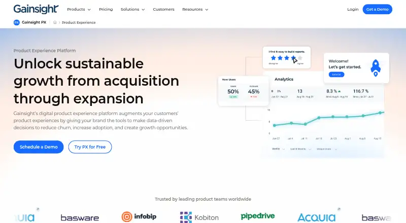 The Gainsight PX homepage