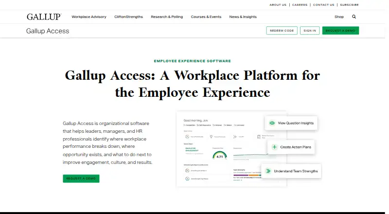 The Gallup Access homepage