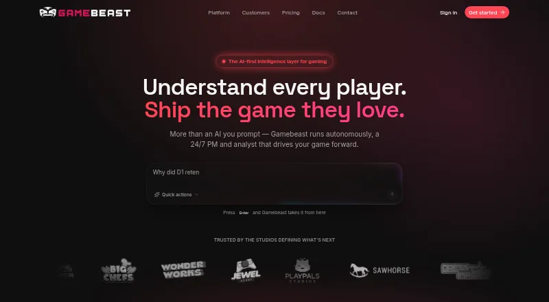 The Gamebeast homepage