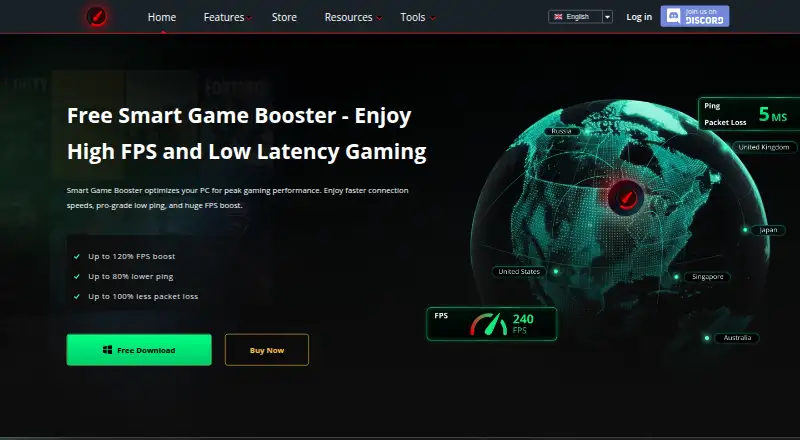 The Smart Game Booster homepage