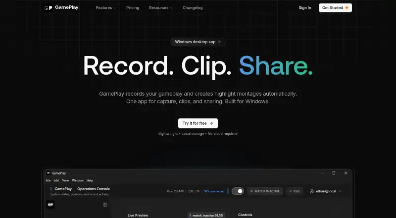 The GamePlay homepage