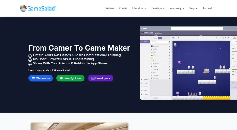 The GameSalad homepage