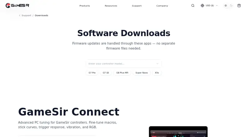 The GameSir Nexus homepage