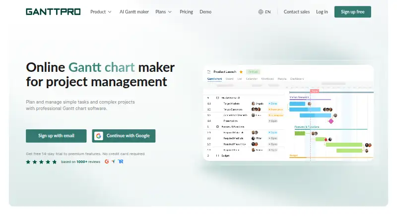 The GanttPRO homepage