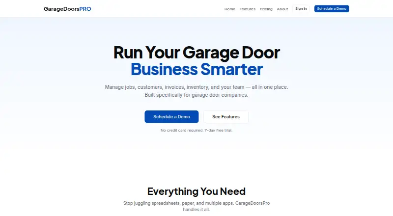 The GarageDoorsPRO homepage