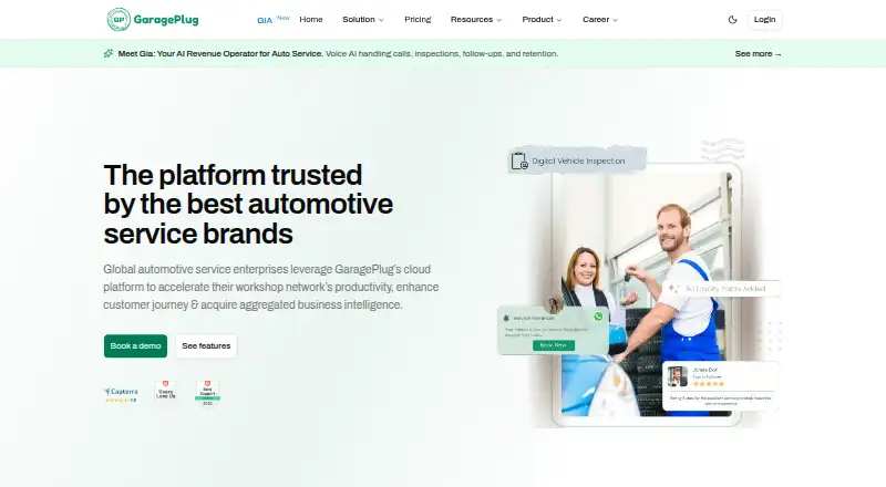 The GaragePlug homepage