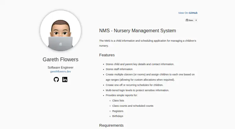The NMS - Nursery Management System homepage