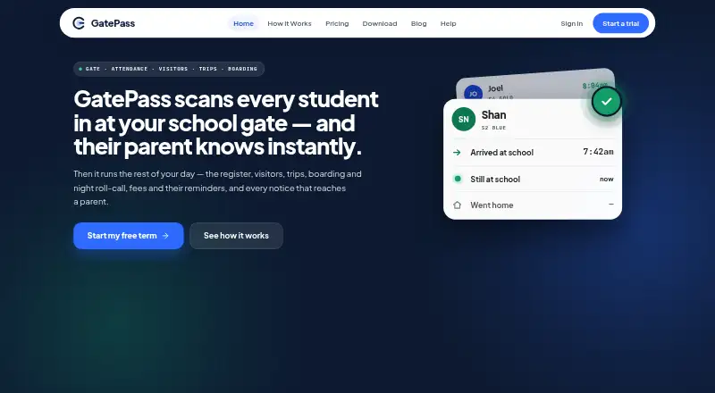 The GatePass homepage