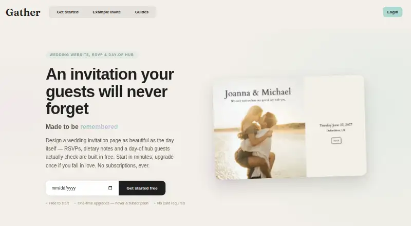 The Gather With Us homepage
