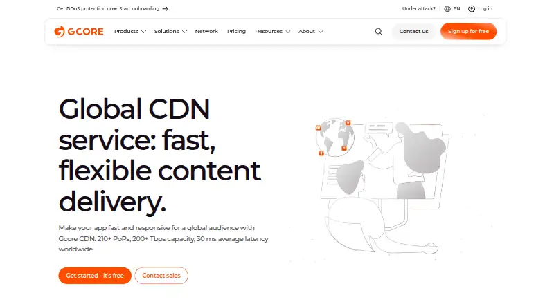 The Gcore CDN homepage