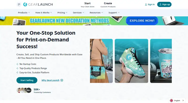 The GearLaunch homepage
