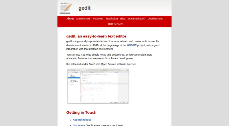 The gedit homepage