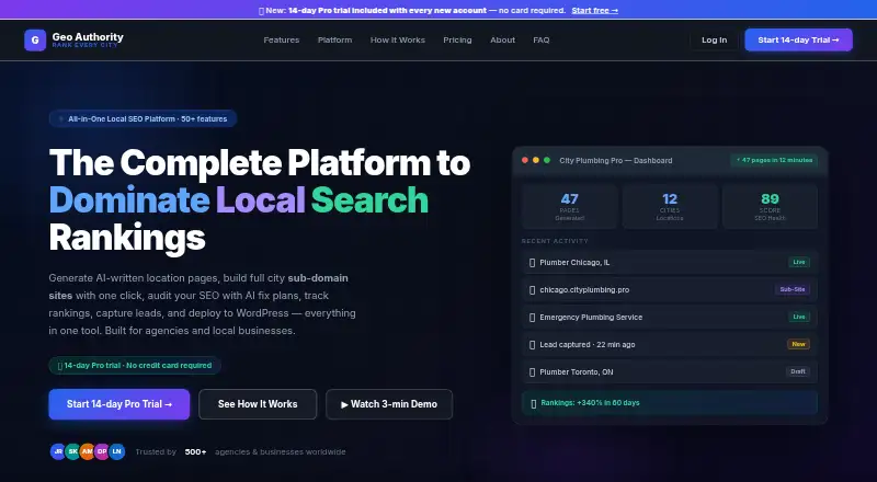 The Geo Authority homepage