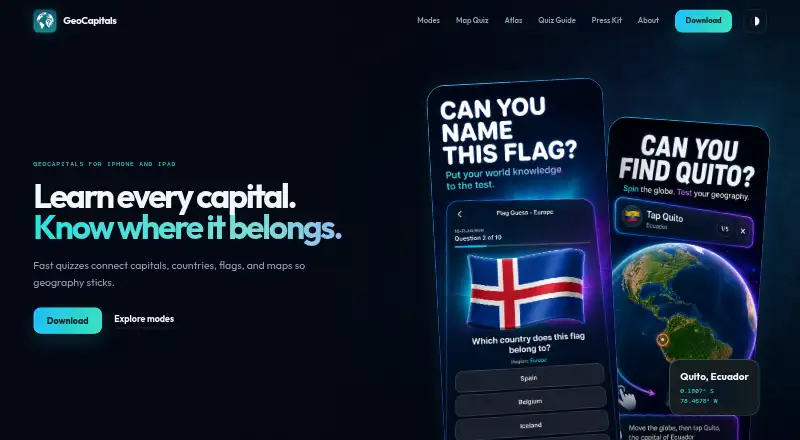 The GeoCapitals homepage