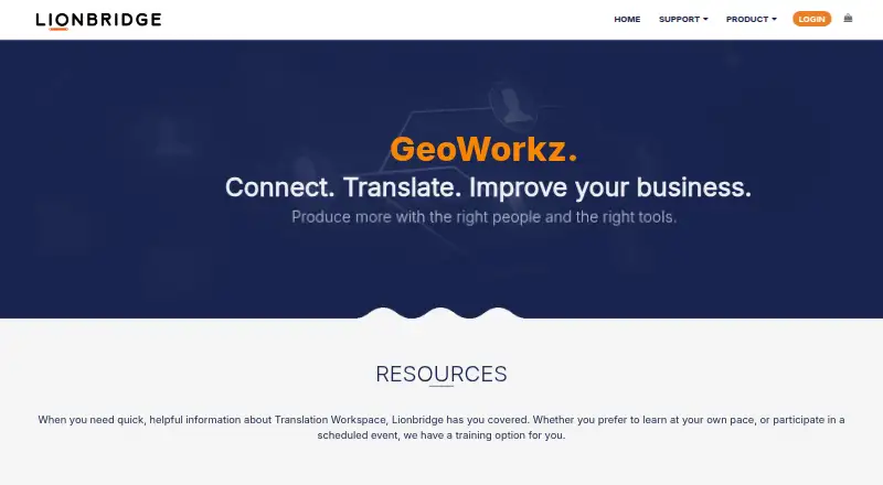 The GeoWorkz Translation Workspace homepage