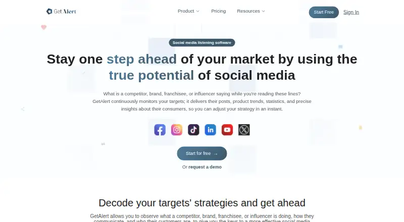 The GetAlert homepage