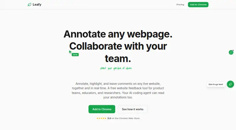 The Leafy homepage