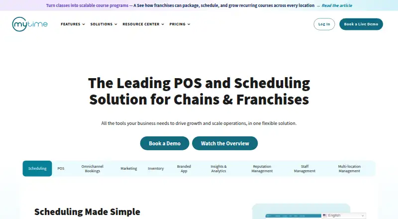 The MyTime homepage