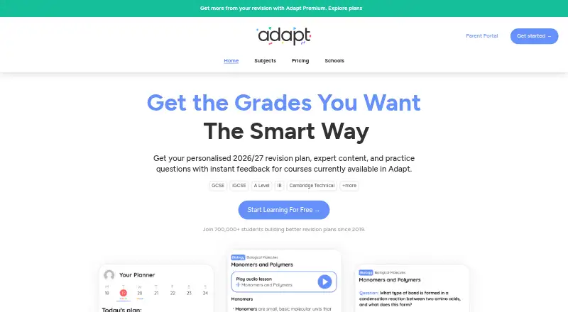 The Adapt homepage