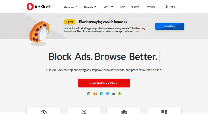 The AdBlock homepage