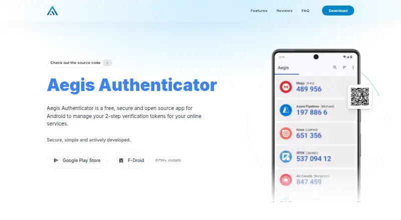 The Aegis Authenticator homepage