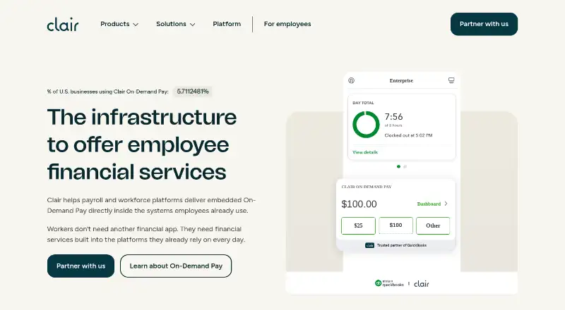 The Clair homepage
