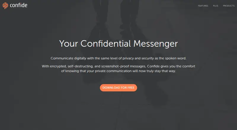 The Confide homepage