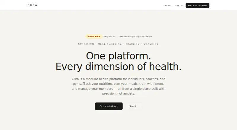 The CURA homepage