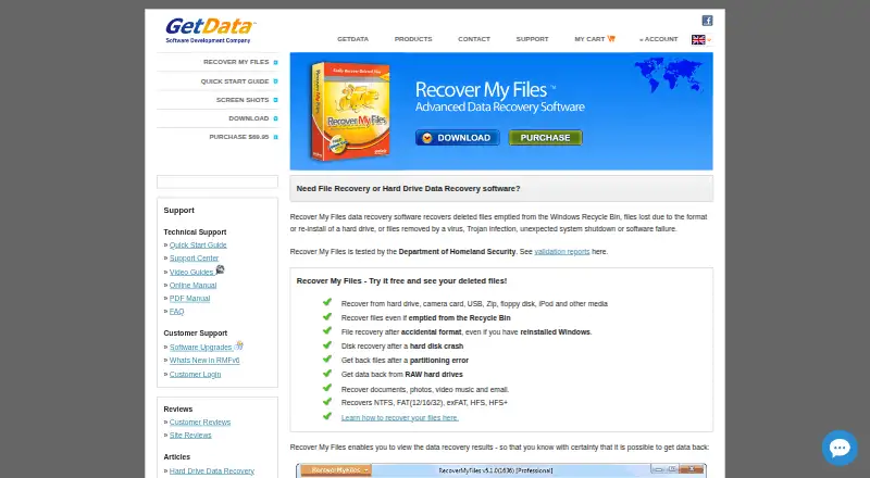 The Recover My Files homepage