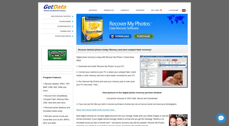 The Recover My Photos homepage