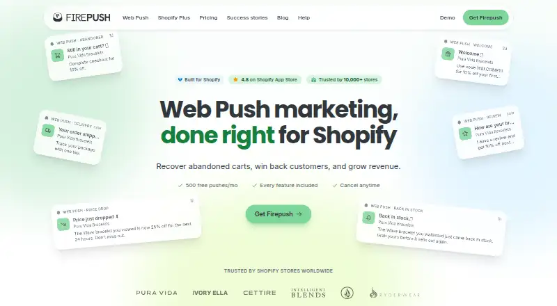 The Firepush homepage