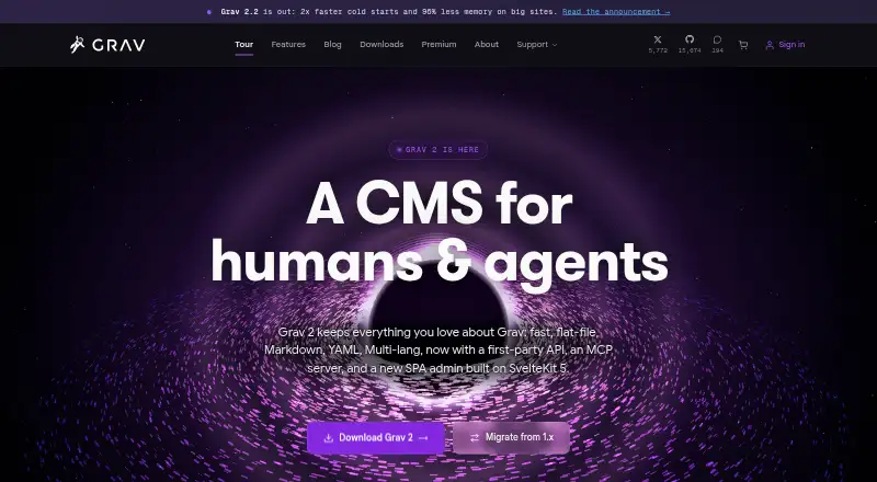 The Grav homepage