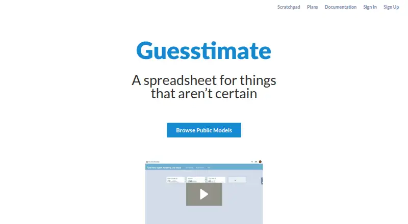 The Guesstimate homepage