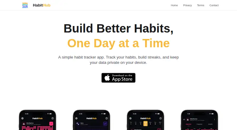 The HabitHub homepage