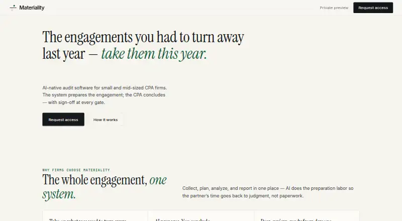 The Materiality homepage