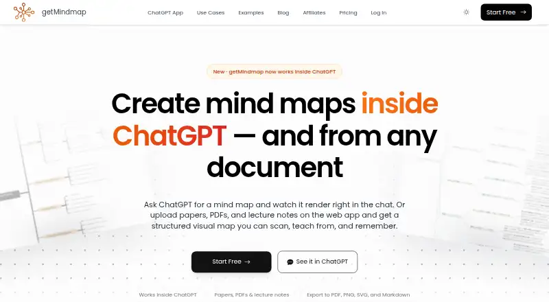 The getMindmap homepage