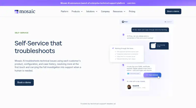 The Mosaic AI Self-Service homepage