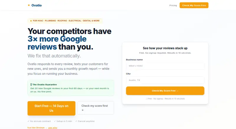 The Ovatio homepage