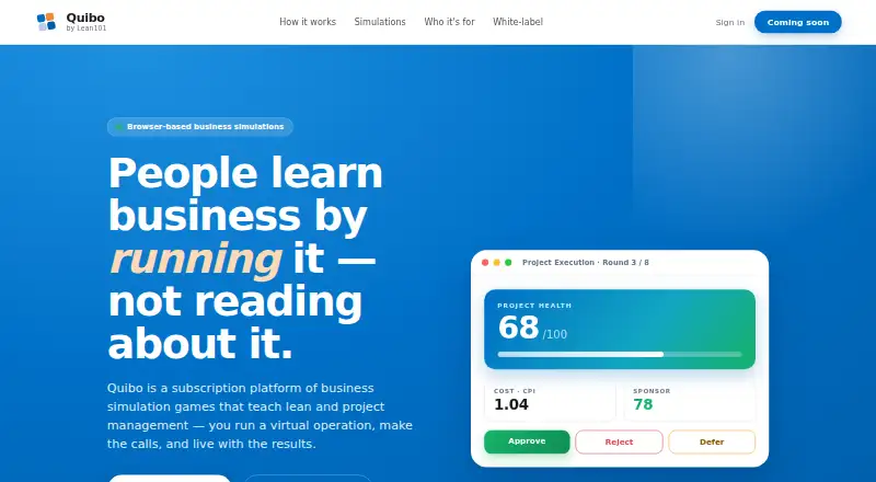 The Quibo homepage