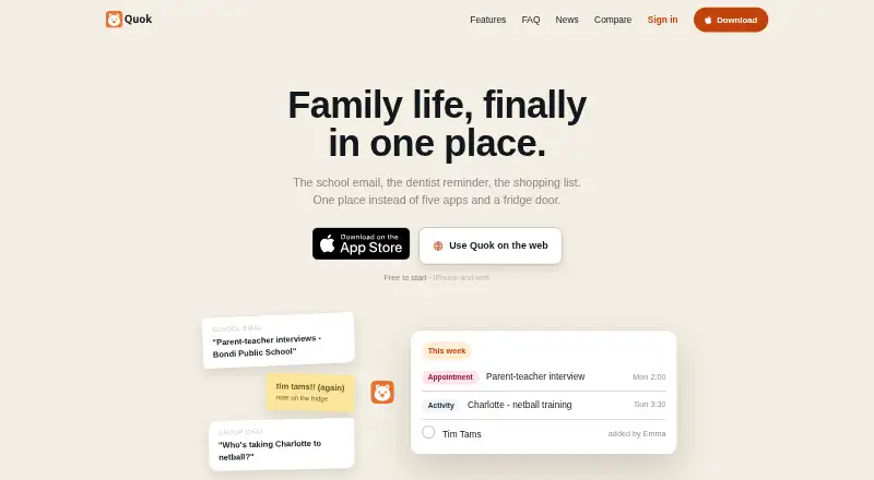 The Quok homepage