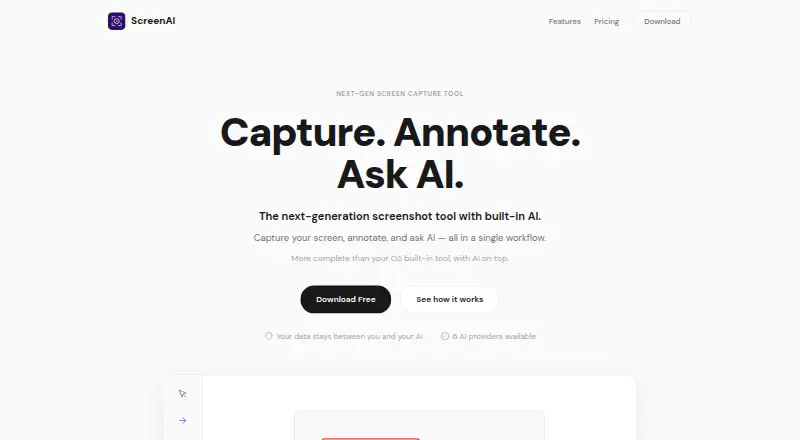 The ScreenAI homepage