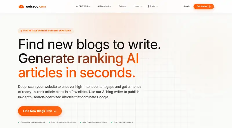 The GetSEOO homepage