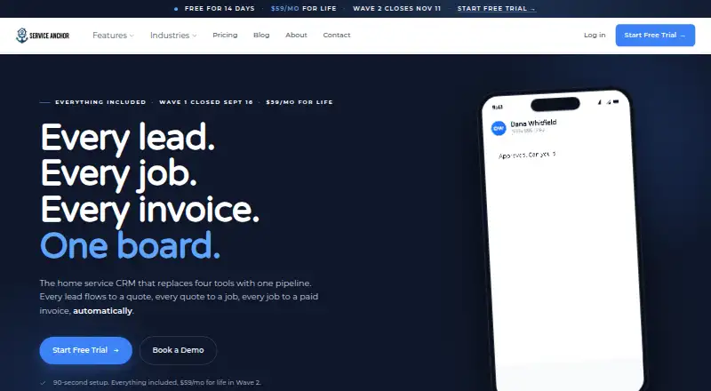 The Service Anchor homepage