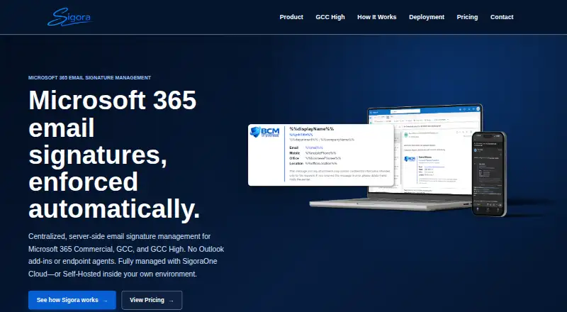 The Sigora homepage
