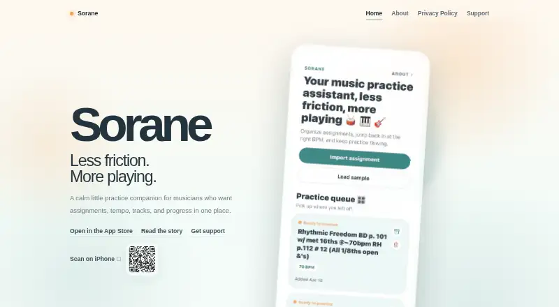 The Sorane homepage