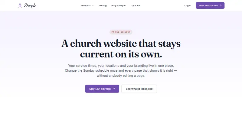 The Steeple Web Builder homepage
