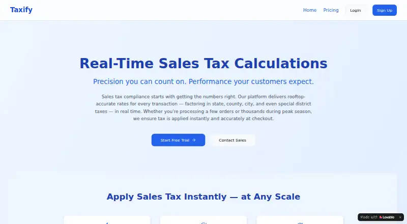The Taxify homepage