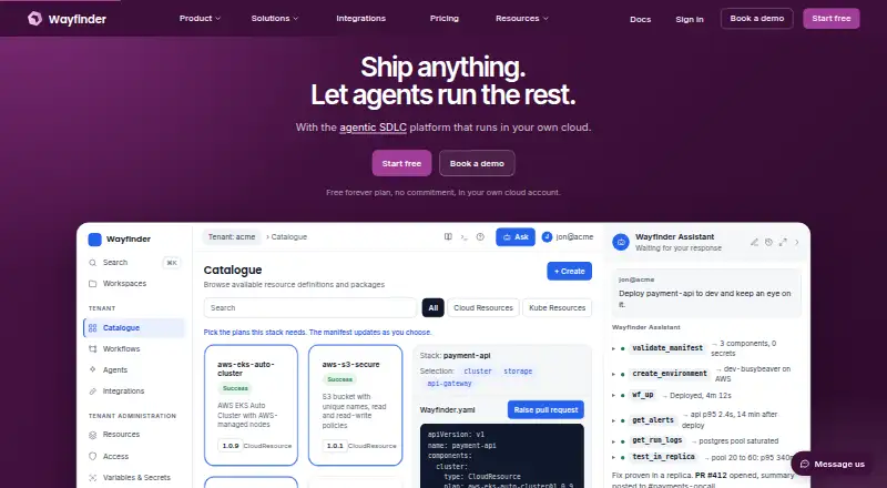 The Wayfinder homepage