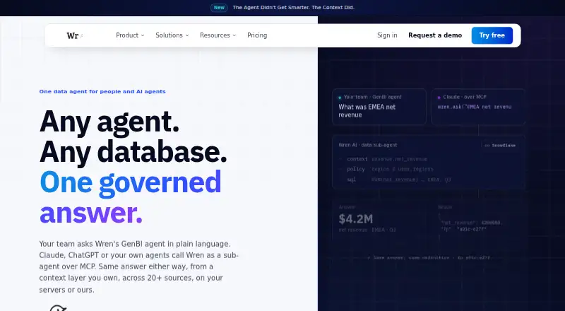 The Wren AI homepage
