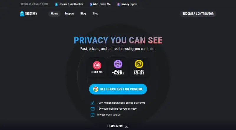 The Ghostery homepage